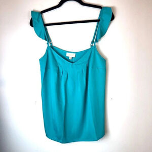 ModCloth | Turquoise Ruffle Sleeve V-neck Tank Top